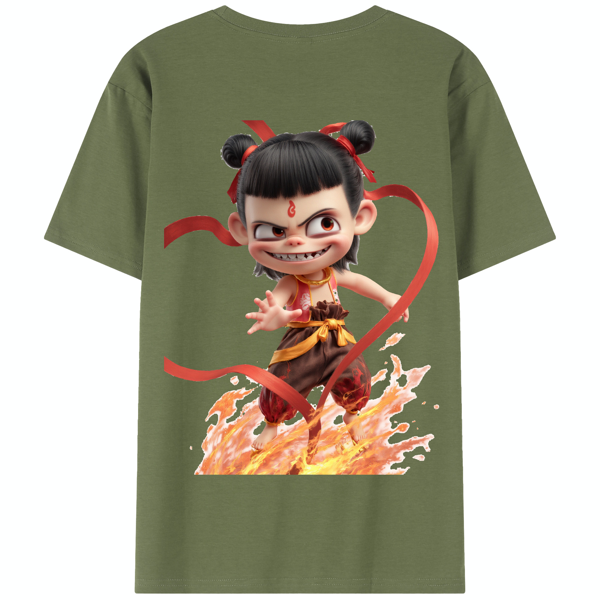 （画像用） Ne Zha 2 ナタ 魔童の大暴れ 綿100％半袖Tシャツ（背面プリント）